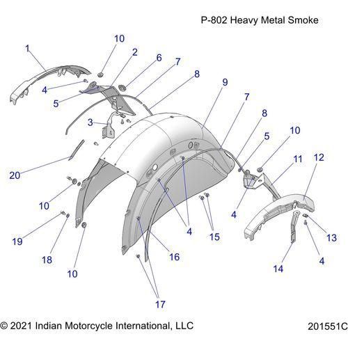 Body, Fender, Rear All Options - 2022 Indian Chieftain Elite Schematic-21521 OEM Schematic