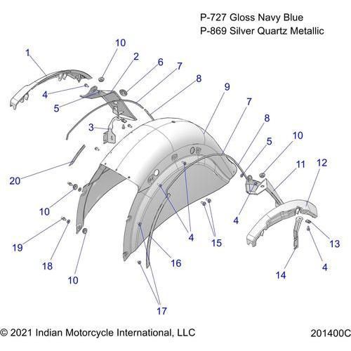 Body, Fender, Rear All Options - 2022 Indian Chieftain Premium Schematic-21430 OEM Schematic