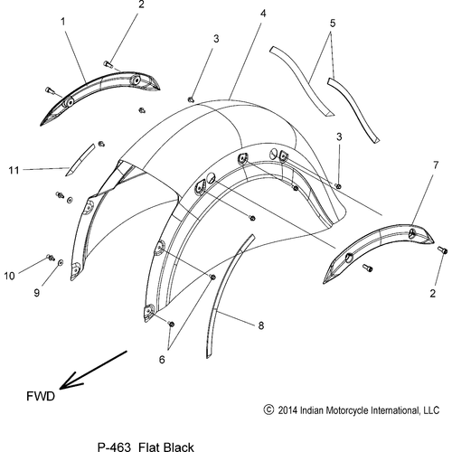 Body, Fender, Rear N16ccdaa All Options - 2016 Indian Chief Dark Horse Schematic-27924 OEM Schematic