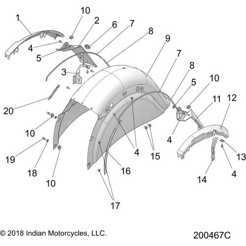 Body, Fender, Rear N19tcbaa All Options (200515) - 2019 Indian Chieftain/Chieftain Limited Schematic-25805 OEM Schematic