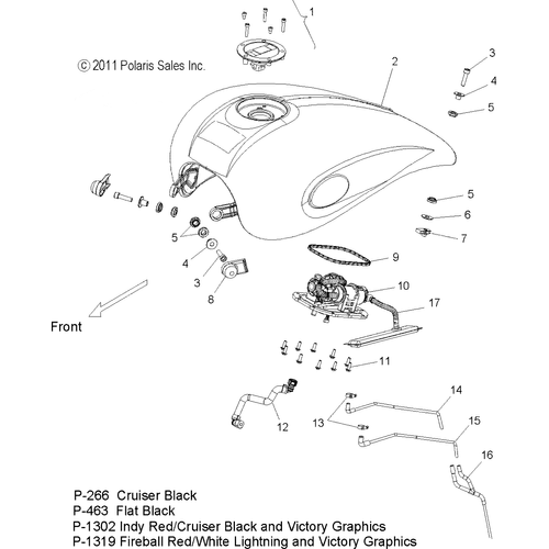 Body, Fuel Tank - 2012 Victory Hammer S/8 Ball All Options - V12Hs36/Ha36 Schematic 3132 OEM Schematic