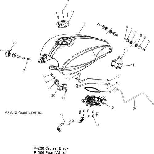 Body, Fuel Tank - 2013 Victory Boardwalk All Options - V13Rb36 Schematic 2453 OEM Schematic