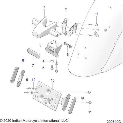 Body, License Plate Bracket/Rear Light Housing - 2020 Indian Roadmaster Dark Horse Schematic-24368 OEM Schematic