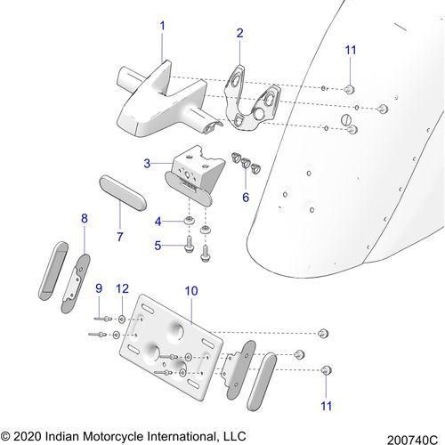 Body, License Plate Bracket/Rear Light Housing All Options - 2020 Indian Chieftain Elite Schematic-24823 OEM Schematic