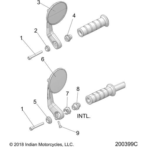 Body, Mirrors All Options - 2019 Indian Scout Bobber Schematic-25502 OEM Schematic