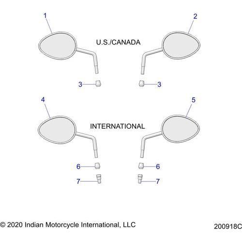 Body, Mirrors All Options - 2020 Indian Chief Vintage Schematic-25043 OEM Schematic