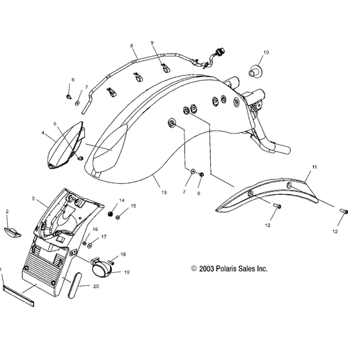Body, Rear Fender And Taillight - 2004 Victory Victory Vegas All Options - V04Gb16/Nc16 Schematic 5606 OEM Schematic