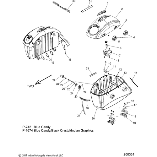 Body, Saddbag Asm. (With Audio) N18tre All Options (200308) - 2018 Indian Roadmaster/Elite Schematic-26437 OEM Schematic