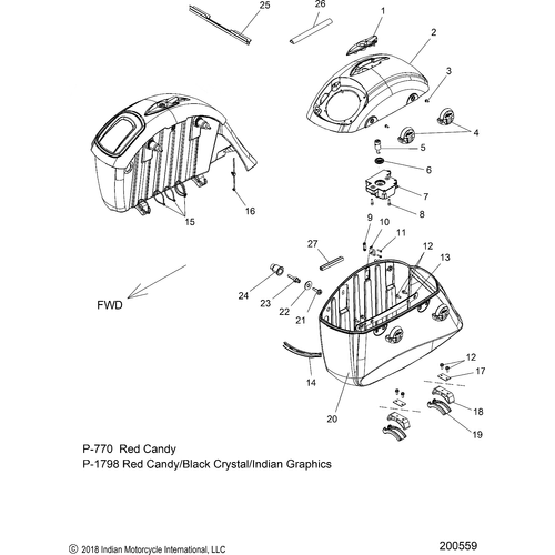 Body, Saddbag Asm. (With Audio) N19tre All Options (200308) - 2019 Indian Roadmaster/Elite Schematic-25592 OEM Schematic