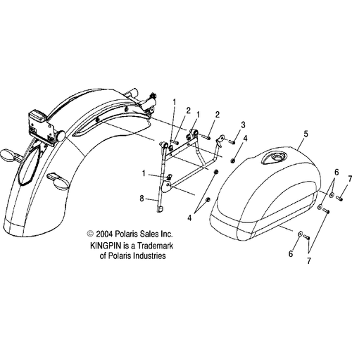 Body, Saddlebag Asm. - 2005 Victory Kingpin/Ness All Options - V05Cb16/Dc16 Schematic 5350 OEM Schematic