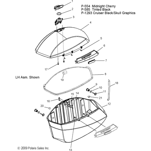 Body, Saddlebag Asm. - 2010 Victory Cross Country/Cross Roads All Options - V10Db36Da/Eb36Da Schematic 3863 OEM Schematic
