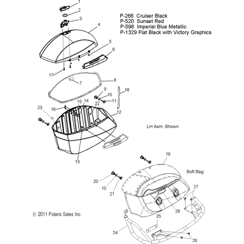 Body, Saddlebag Asm. - 2012 Victory Cross Roads All Options - V12Bw36/Ew36 Schematic 3068 OEM Schematic