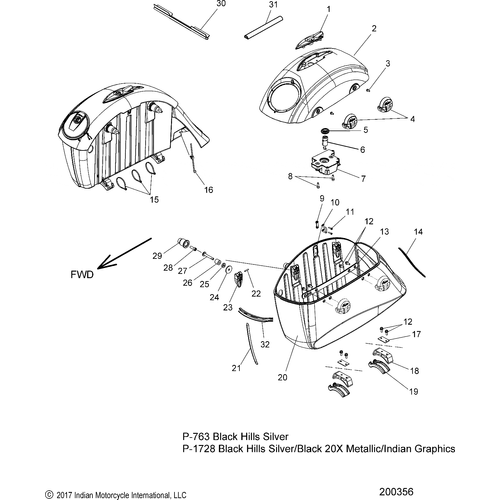 Body, Saddlebag Asm. All Options (200356) - 2018 Indian Chieftain Elite Schematic-26673 OEM Schematic