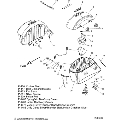 Body, Saddlebag Asm. All Options - 2016 Indian Chieftain/Chieftain Dark Horse/Roadmaster Schematic-27826 OEM Schematic