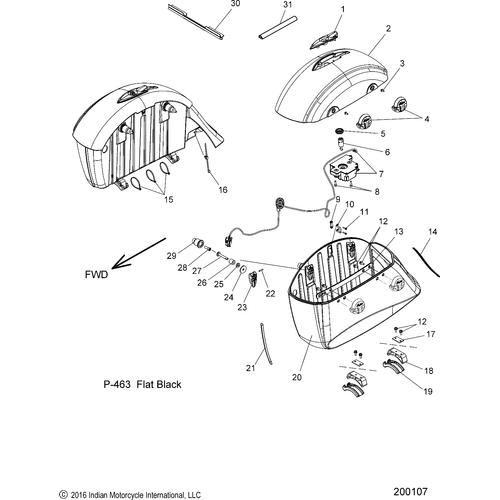 Body, Saddlebag Asm. All Options - 2017 Indian Chieftain Dark Horse Schematic-27441 OEM Schematic