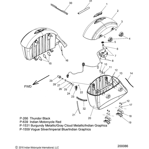 Body, Saddlebag Asm. All Options - 2017 Indian Springfield Schematic-27028 OEM Schematic