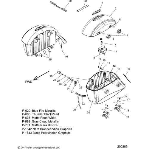 Body, Saddlebag Asm. All Options - 2018 Indian Chieftain/Chieftain Limited Schematic-26598 OEM Schematic