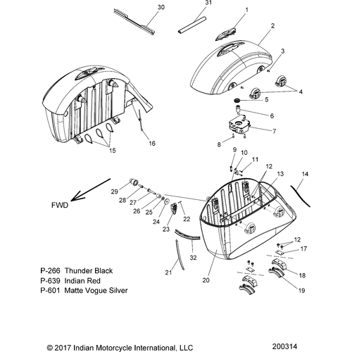 Body, Saddlebag Asm. All Options - 2018 Indian Chieftain Classic Schematic-26821 OEM Schematic