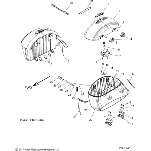Body, Saddlebag Asm. All Options - 2018 Indian Chieftain Dark Horse Schematic-26754 OEM Schematic