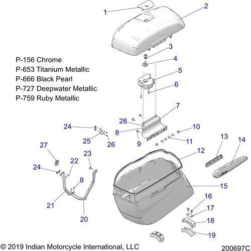 Body, Saddlebag Asm. All Options - 2020 Indian Challenger Base/Limited Schematic-25231 OEM Schematic