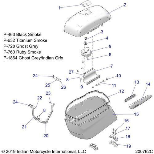 Body, Saddlebag Asm. All Options - 2020 Indian Chieftain Dark Horse Schematic-24878 OEM Schematic