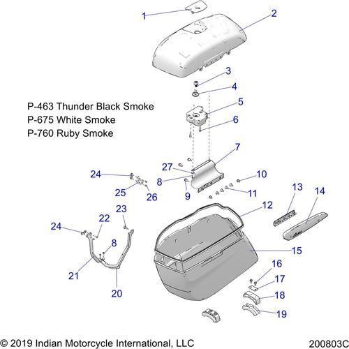 Body, Saddlebag Asm. All Options - 2020 Indian Roadmaster Dark Horse Schematic-24346 OEM Schematic