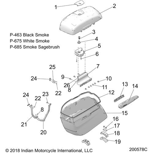 Body, Saddlebag Asm. All Options - 2020 Indian Springfield Dark Horse Schematic-23888 OEM Schematic