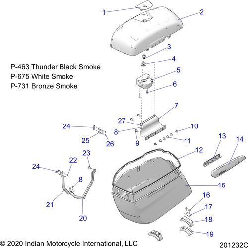 Body, Saddlebag Asm. All Options - 2021 Indian Challenger Dark Horse Schematic-23752 OEM Schematic