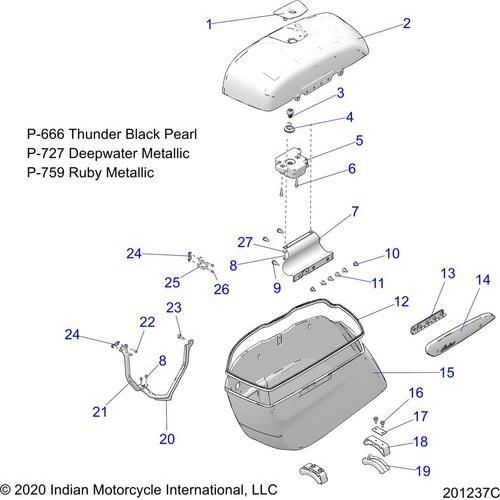 Body, Saddlebag Asm. All Options - 2021 Indian Challenger Limited Schematic-23681 OEM Schematic
