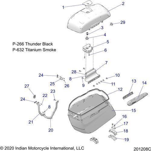 Body, Saddlebag Asm. All Options - 2021 Indian Challenger Standard Schematic-23610 OEM Schematic