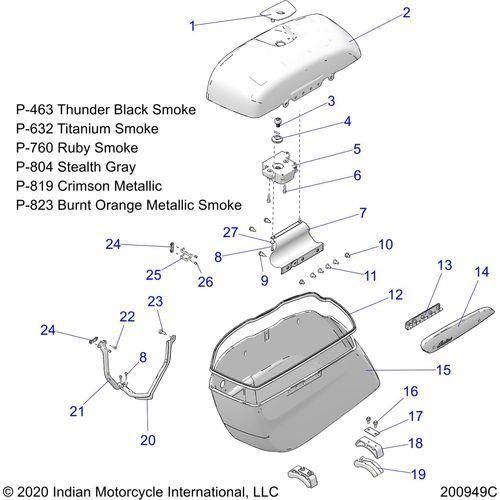 Body, Saddlebag Asm. All Options - 2021 Indian Chieftain Dark Horse Schematic-23244 OEM Schematic