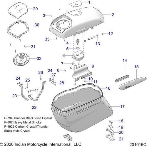 Body, Saddlebag Asm. All Options - 2021 Indian Chieftain Elite Schematic-23169 OEM Schematic