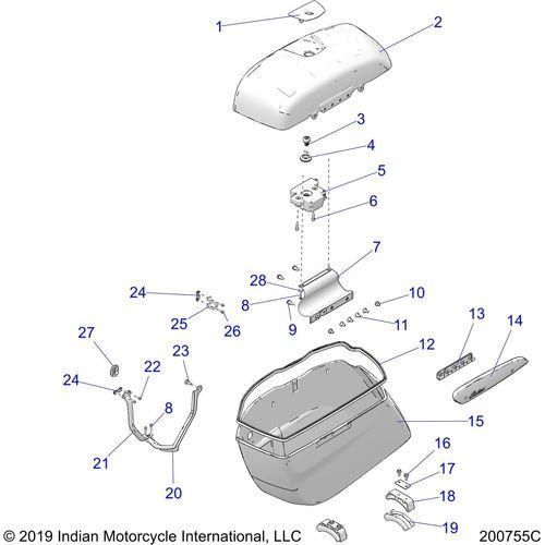 Body, Saddlebag Asm. All Options - 2021 Indian Chieftain Standard 116 Schematic-22949 OEM Schematic