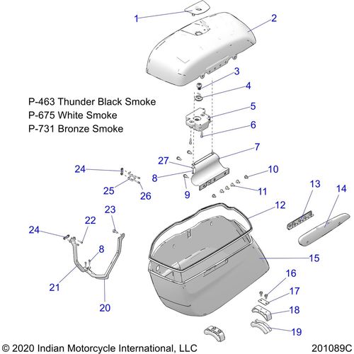 Body, Saddlebag Asm. All Options - 2021 Indian Roadmaster Dark Horse Schematic-22782 OEM Schematic