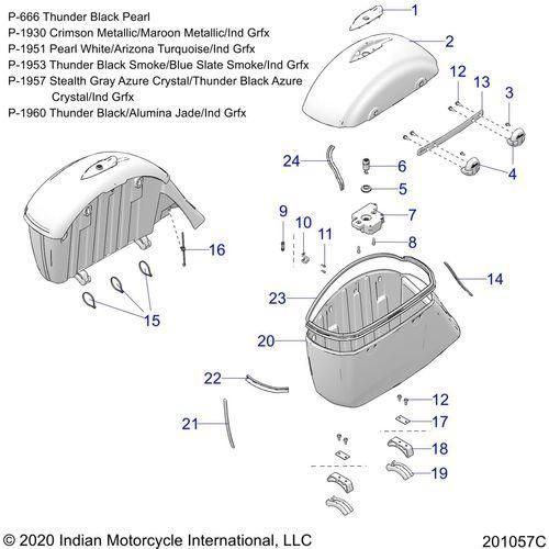Body, Saddlebag Asm. All Options - 2021 Indian Roadmaster Schematic-22863 OEM Schematic