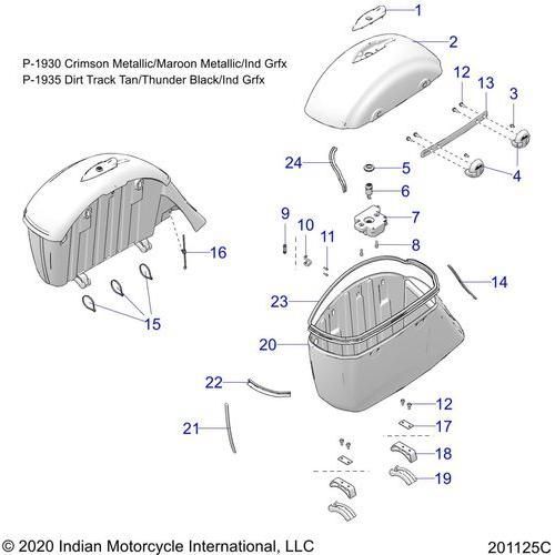 Body, Saddlebag Asm. All Options - 2021 Indian Springfield 116 Schematic-22325 OEM Schematic