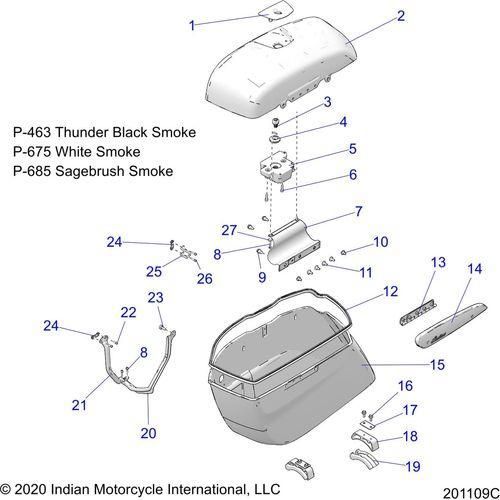 Body, Saddlebag Asm. All Options - 2021 Indian Springfield Dark Horse Intl Schematic-22182 OEM Schematic