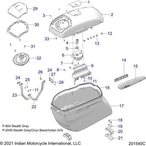 Body, Saddlebag Asm. All Options - 2022 Indian Challenger Elite Schematic-22056 OEM Schematic