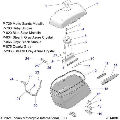 Body, Saddlebag Asm. All Options - 2022 Indian Chieftain Dark Horse Schematic-21580 OEM Schematic