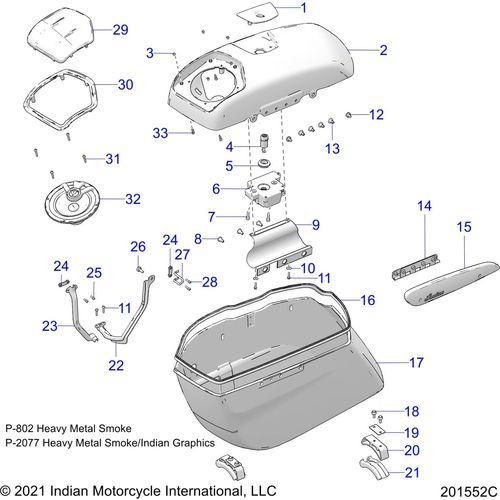 Body, Saddlebag Asm. All Options - 2022 Indian Chieftain Elite Schematic-21513 OEM Schematic