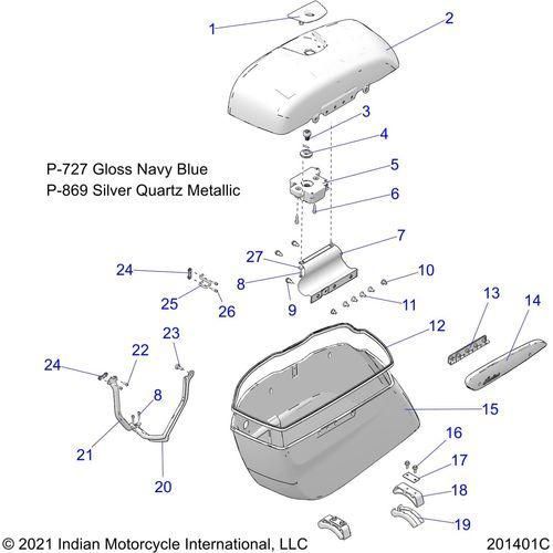 Body, Saddlebag Asm. All Options - 2022 Indian Chieftain Premium Schematic-21428 OEM Schematic