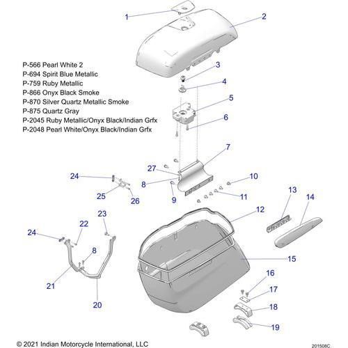 Body, Saddlebag Asm. All Options - 2022 Indian Pursuit Dark Horse / Dark Horse Premium Schematic-21037 OEM Schematic
