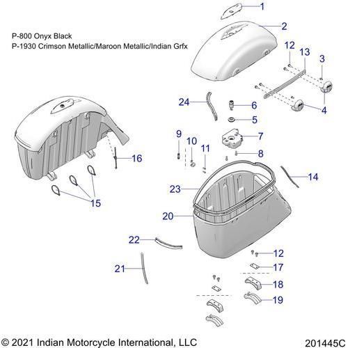 Body, Saddlebag Asm. All Options - 2022 Indian Roadmaster Schematic-20866 OEM Schematic