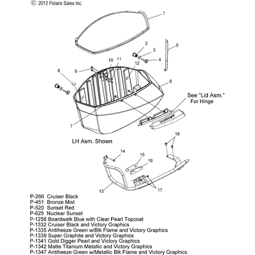 Body, Saddlebag Asm., Bin - 2013 Victory Cross Country/Touring All Options - V13Dw36/Tw/Kw/Zw Schematic 2514 OEM Schematic