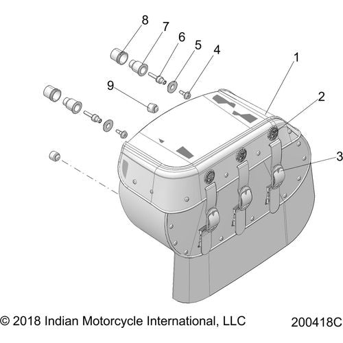Body, Saddlebag Asm., Leather All Options - 2021 Indian Chief Vintage Premium 116 Schematic-23338 OEM Schematic