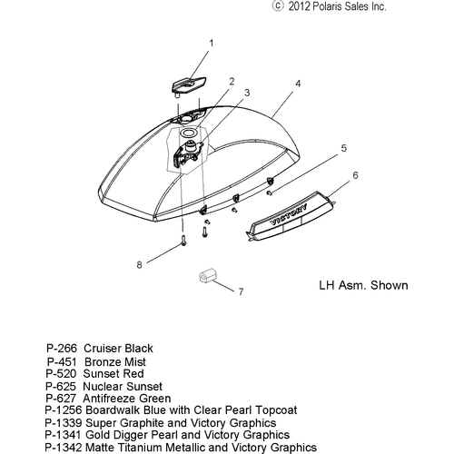 Body, Saddlebag Asm., Lid - 2013 Victory Cross Country/Touring All Options - V13Dw36/Tw/Kw/Zw Schematic 2515 OEM Schematic