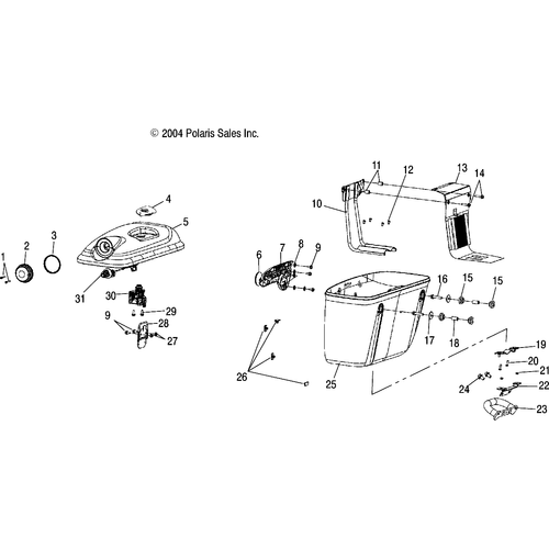 Body, Saddlebags - 2005 Victory Ca Touring Cruiser All Options - V05Tb16 Schematic 5299 OEM Schematic