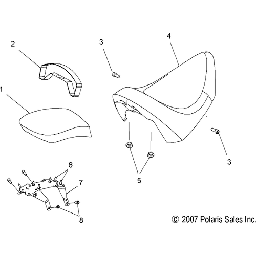 Body, Seat - 2008 Victory Vegas/Vegas 8 Ball/Vegas Low All Options - V08Ab26/Gb26/Lb26 Schematic 4719 OEM Schematic