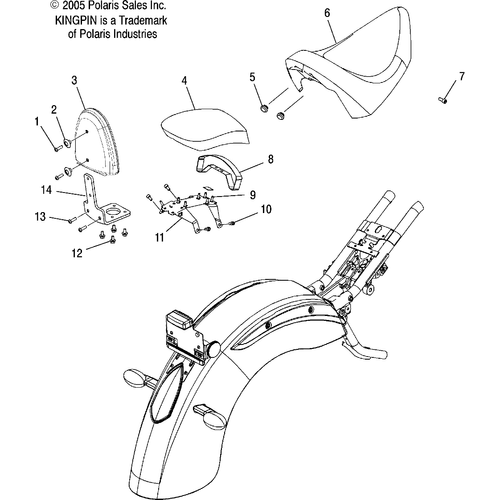 Body, Seat And Backrest - 2004 Victory Kingpin All Options - V04Cb16 Schematic 5556 OEM Schematic