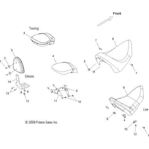 Body, Seat And Backrest - 2009 Victory Kingpin/Kingpin Touring/Kingpin Low/Kingpin Pinball All Options - V09Cb26/Cd26/Kb26/Pb26 Schematic 4350 OEM Schematic